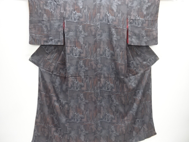 大正ロマン　樹木模様織り出し着物